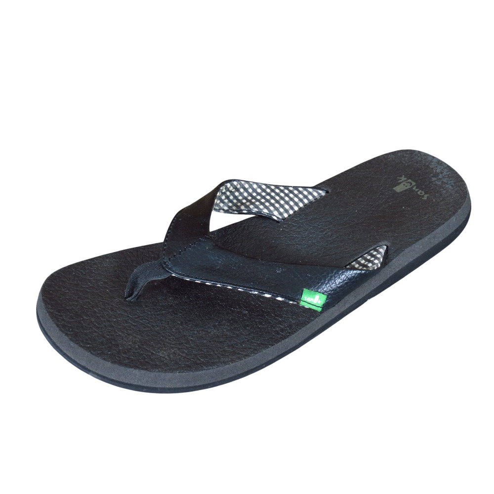 Sanuk Yoga Mat Women Flip Flop Sandals Size 8 Beach Pool Black Synthetic